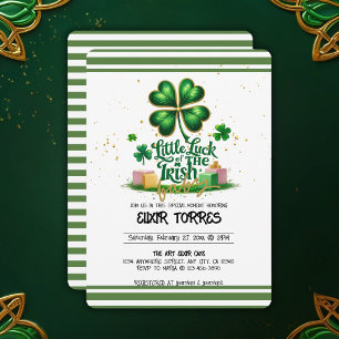 Little tur of Irish Shamrock Guld Baby Shower Inbjudningar