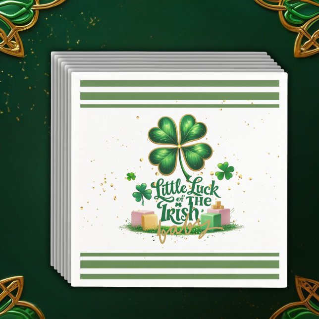 Little tur of Irish Shamrock Guld Baby Shower Pappersservett (Skapare uppladdad)
