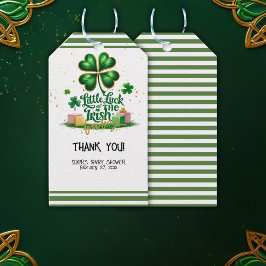 Little tur of Irish Shamrock Guld Baby Shower Presentetikett