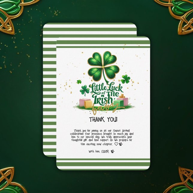 Little tur of Irish Shamrock Guld Baby Shower Tack Kort (Skapare uppladdad)