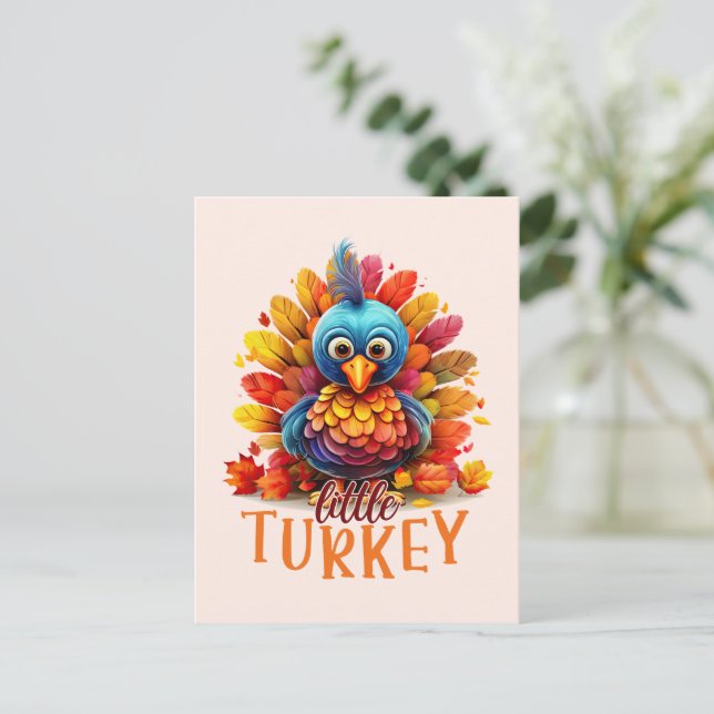 Little Turkey - Cute Colorful Tecknad Stil Vykort (Stående Fram)