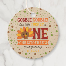 Little Turkey Fall Thanksgiving 1st Birthday Gåvor Etiketter