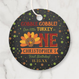 Little Turkey Fall Thanksgiving 1st Birthday Gåvor Etiketter
