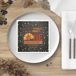 Little Turkey Fall Thanksgiving 1st Birthday Pappersservett