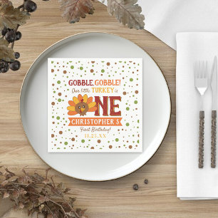 Little Turkey Fall Thanksgiving 1st Birthday Pappersservett