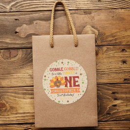 Little Turkey Fall Thanksgiving 1st Birthday Runt Klistermärke