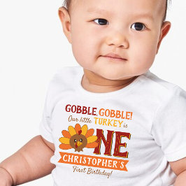 Little Turkey Fall Thanksgiving 1st Birthday T Shirt
