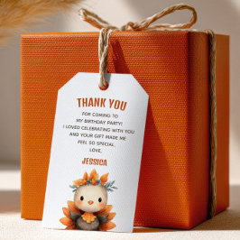 Little Turkey Thanksgiving 1st Birthday Thank You Presentetikett