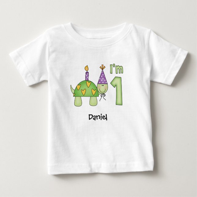 Little Turtle 1st Birthday Baby T-Shirt (Framsida)