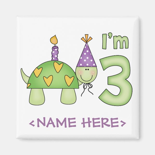 Little Turtle 3rd Birthday Magnet (Framsidan)