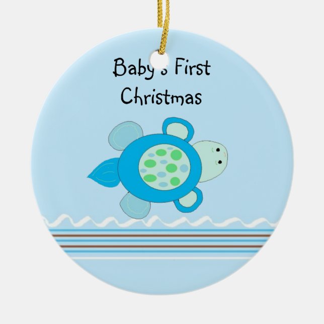 Little Turtle Baby första jul Julgransprydnad Keramik (Framsidan)