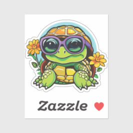 Little Turtle Sticker with Glasses - Smart Baby Tu Klistermärken