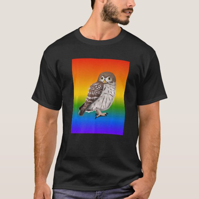 Little Uggla Rainbow Bird Fågelskådare Songbird Di T Shirt (Framsida)