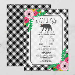 Little Unge Play Black + White Girly Baby Shower Inbjudningar