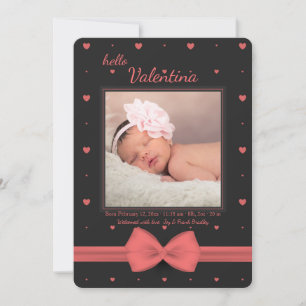 Little Valentine Photo Birth Announcement Julkort