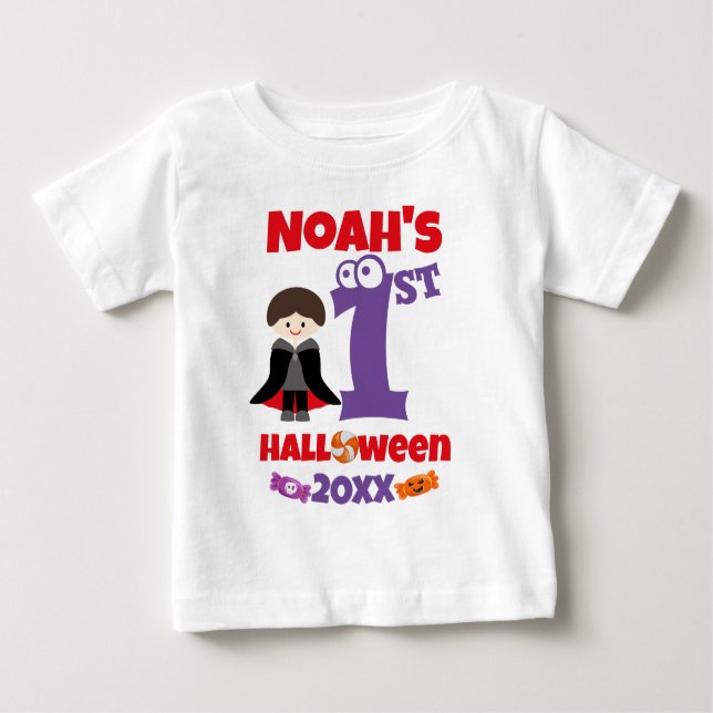 Little Vampire First Halloween Baby T Shirt (Framsida)