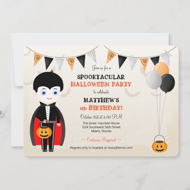 Little Vampire Halloween fest Inbjudningar (Framsida)