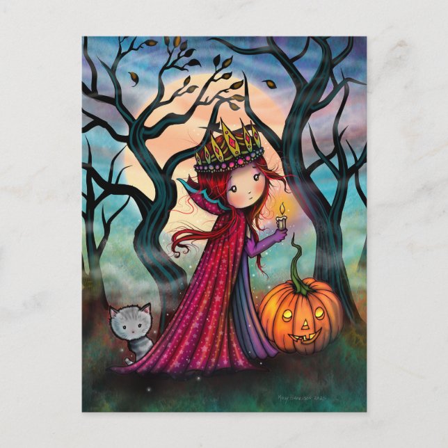 Little Vampire med Tabby katt Vykort (Framsida)