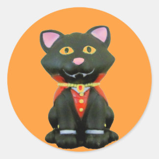 Little Vampre Cat på Orange Runt Klistermärke