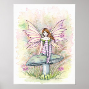 Little Vår Fae Fairy Watercolor Illustration Poster