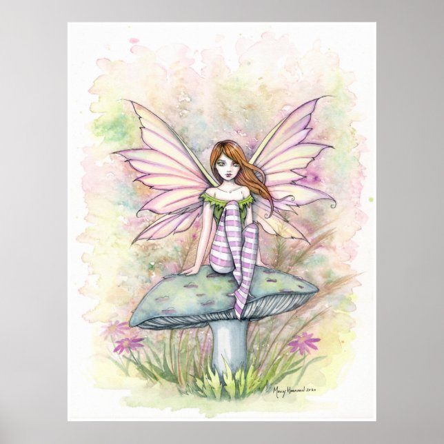 Little Vår Fae Fairy Watercolor Illustration Poster (Framsidan)