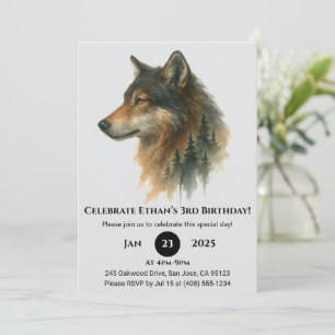 Little Varg Watercolor Birthday Inbjudningar