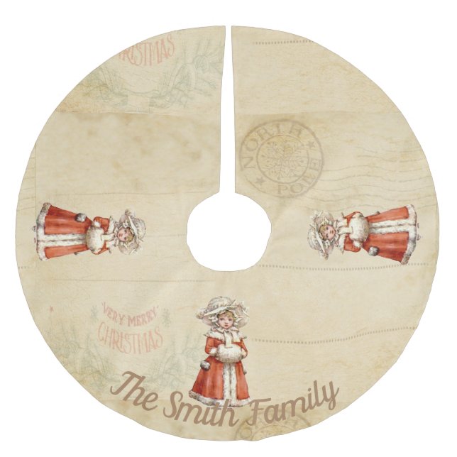 Little Victorian Caroler Anpassningsbar jul Julgransmatta Borstad Polyester (Framsidan)