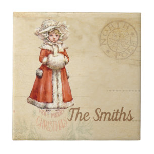 Little Victorian Caroler Anpassningsbar jul Kakelplatta