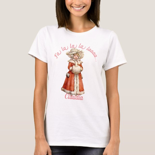 Little Victorian Caroler Anpassningsbar jul T Shirt (Framsida)