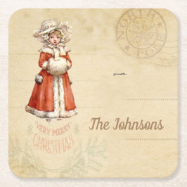 Little Victorian Caroler Anpassningsbar jul Underlägg Papper Kvadrat