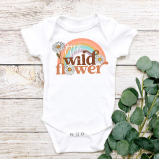 Little Vild Flower Retro Groovy Boho Baby T Shirt