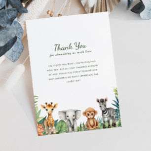 Little Vild One Jungle Safari Baby Shower Tack Kort