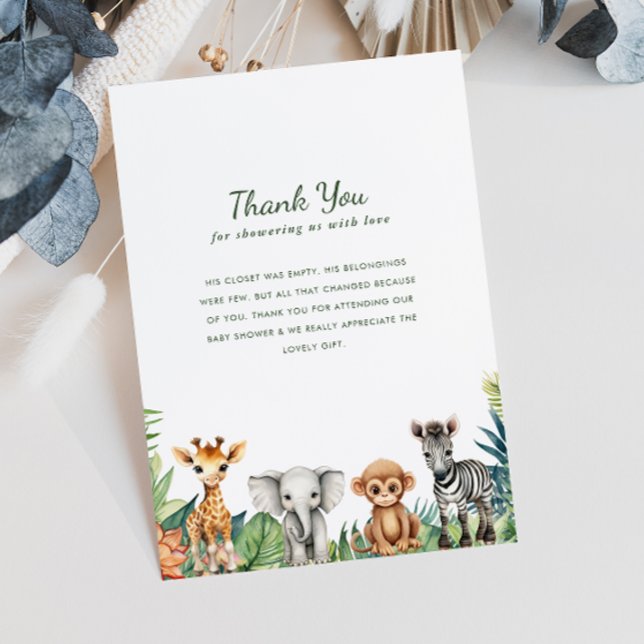 Little Vild One Jungle Safari Baby Shower Tack Kort (Skapare uppladdad)