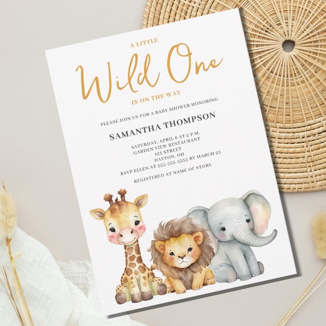 Little Vild One Safari Animal Baby Shower Inbjudningar (Skapare uppladdad)