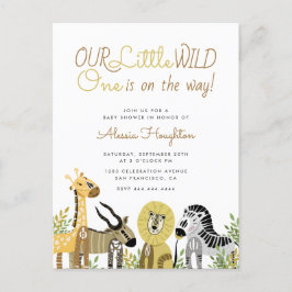 Little Vild One Safari Animals Baby Shower Inbjudan Vykort