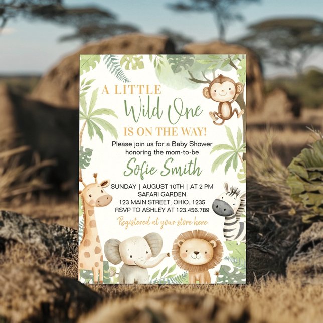 Little Vild One Safari Animals Baby Shower Inbjudningar (Skapare uppladdad)