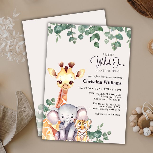 Little Vild One Safari Animals Baby Shower Inbjudningar (Skapare uppladdad)