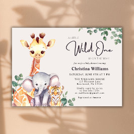 Little Vild One Safari Animals Baby Shower Inbjudningar