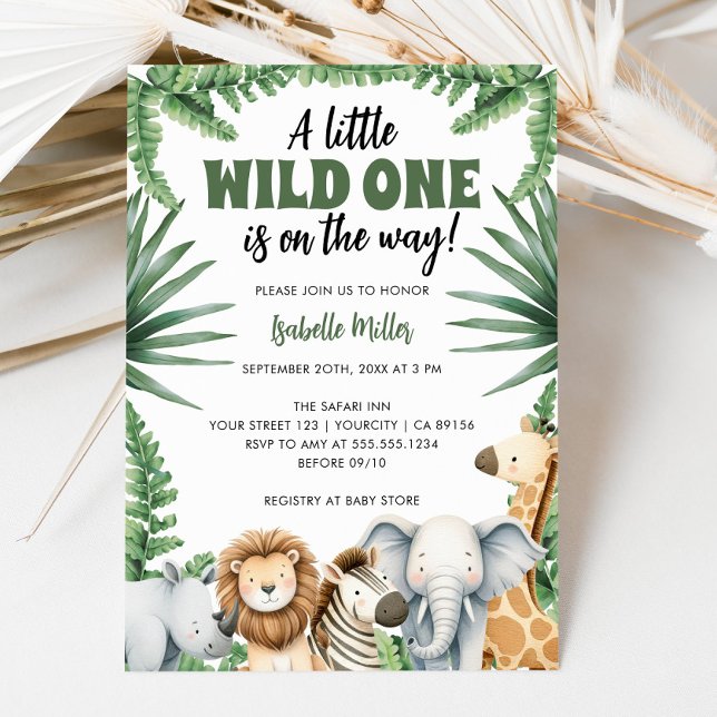 Little Vild One Safari Animals Boy Shower Inbjudningar (Little Wild One Safari Animals Boy Baby Shower Invitation)