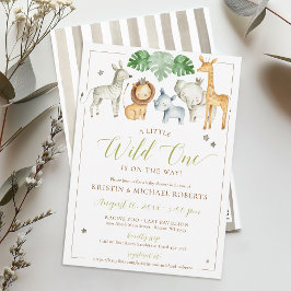 Little Vild One Safari Animals Boy Shower Inbjudningar