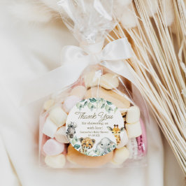 Little Vild One Safari Baby Shower-favorittagg Runt Klistermärke