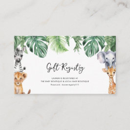 Little Vild One Safari Baby Shower Gift Registry Tilläggskort