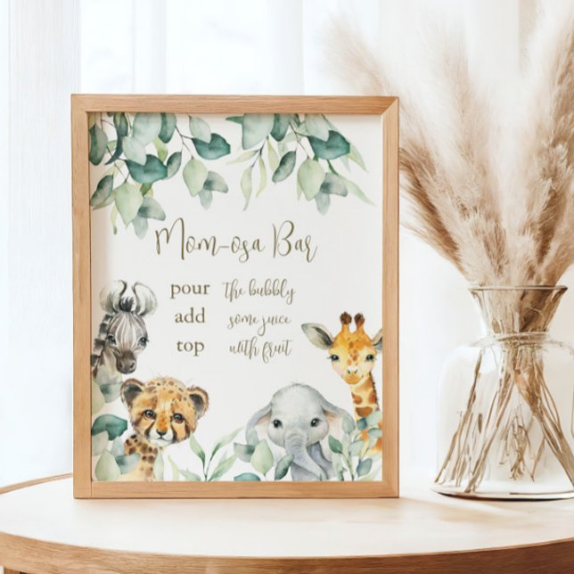 Little Vild One Safari Baby Shower Mamma-osa Pub Poster (Mom-osa Bar Sign)