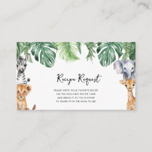 Little Vild One Safari Baby Shower Recept Request Tilläggskort