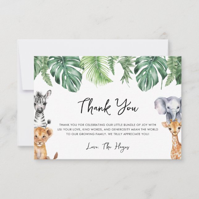 Little Vild One Safari Baby Shower Tack Kort (Framsida)