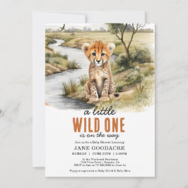 Little Vild One Safari Cheetah Baby Shower Inbjudningar