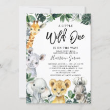 Little Vild One Safari Jungle Animals Baby Shower