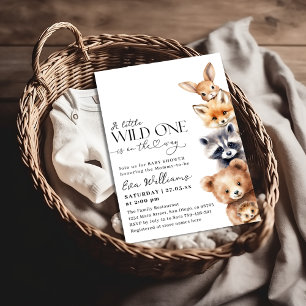 Little Vild One Woodland Animals Baby Shower Inbjudningar