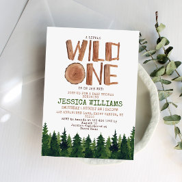Little Vild One Woodland Baby Shower Inbjudningar
