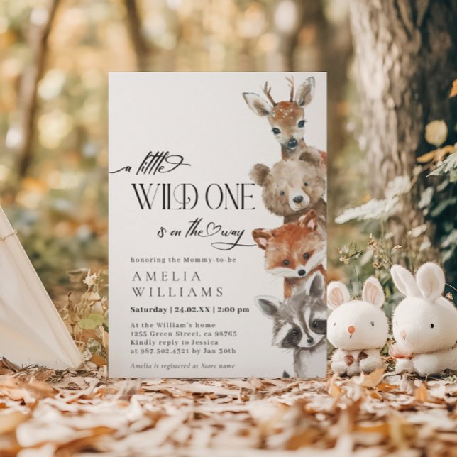 Little Vild One Woodland Modern Baby Shower Inbjudningar (Skapare uppladdad)